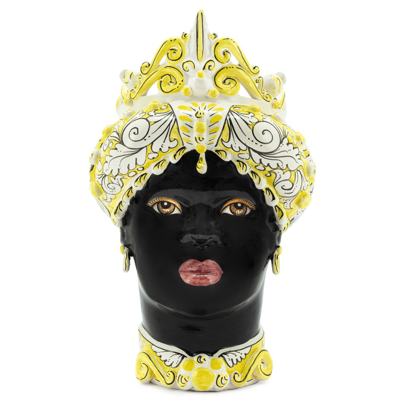 Ваза VASE MORO LADY MEDIUM yellow Черный Белый Желтый Ваза VASE MORO LADY MEDIUM yellow Черный Белый Желтый в Тюмени | Loft Concept