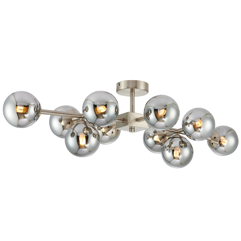 Люстра Berries Chandelier smok 10 Стекло Смок Никель Люстра Berries Chandelier smok 10 Стекло Смок Никель в Тюмени | Loft Concept