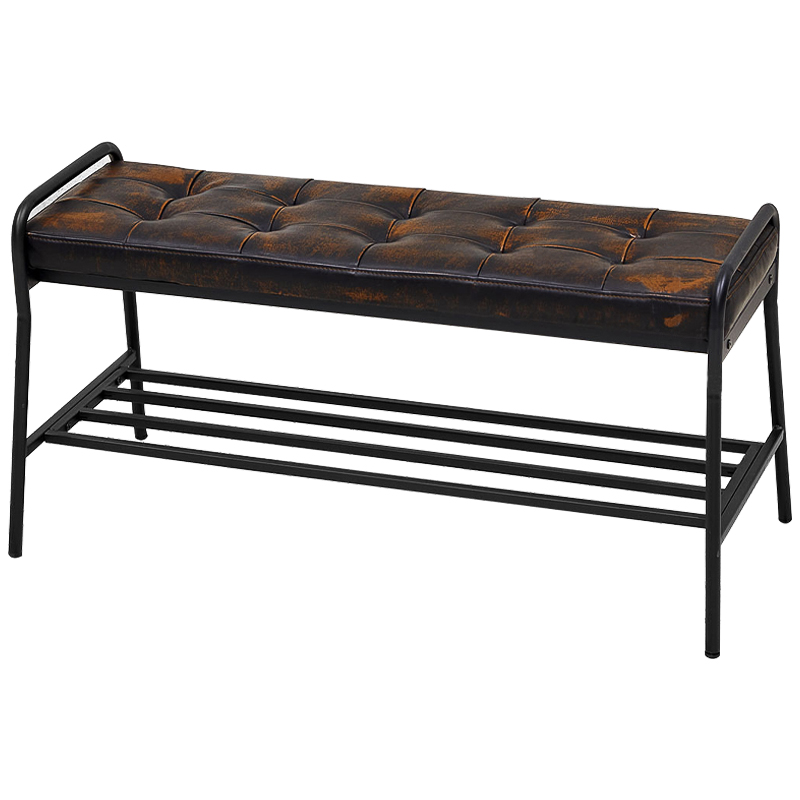 Банкетка с полкой Tomlin Bench Коричневый винтаж Черный в Тюмени | Loft Concept 