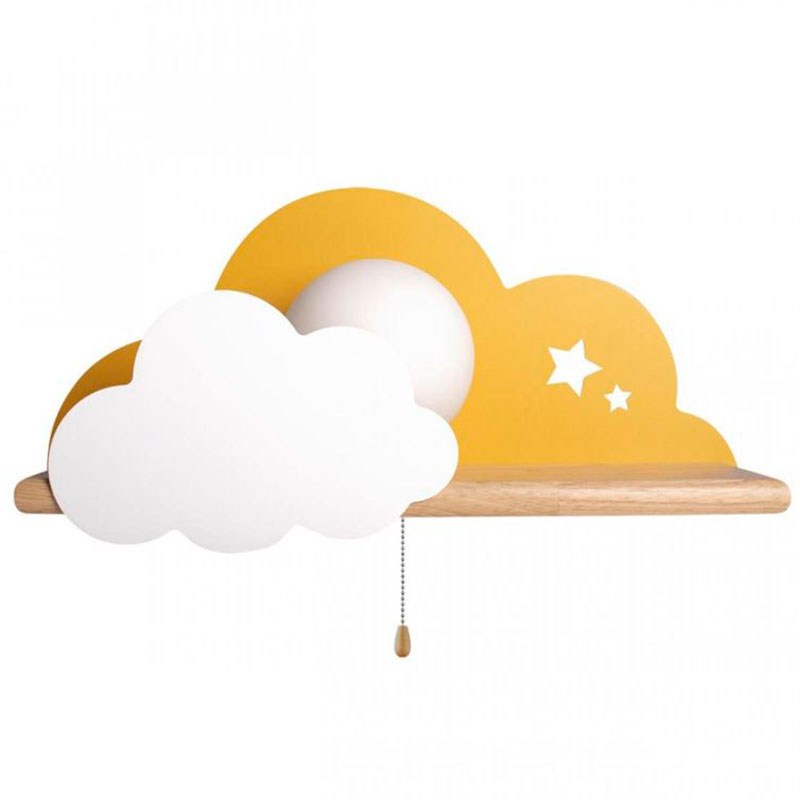 Бра с полкой желтое Облако Wall Lamp Yellow Cloud Желтый Древесина Бра с полкой желтое Облако Wall Lamp Yellow Cloud Желтый Древесина в Тюмени | Loft Concept