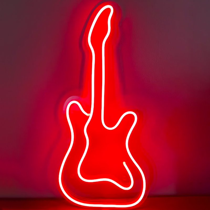 Неоновая настенная лампа Guitar Neon Wall Lamp Красный Прозрачный Неоновая настенная лампа Guitar Neon Wall Lamp Красный Прозрачный в Тюмени | Loft Concept
