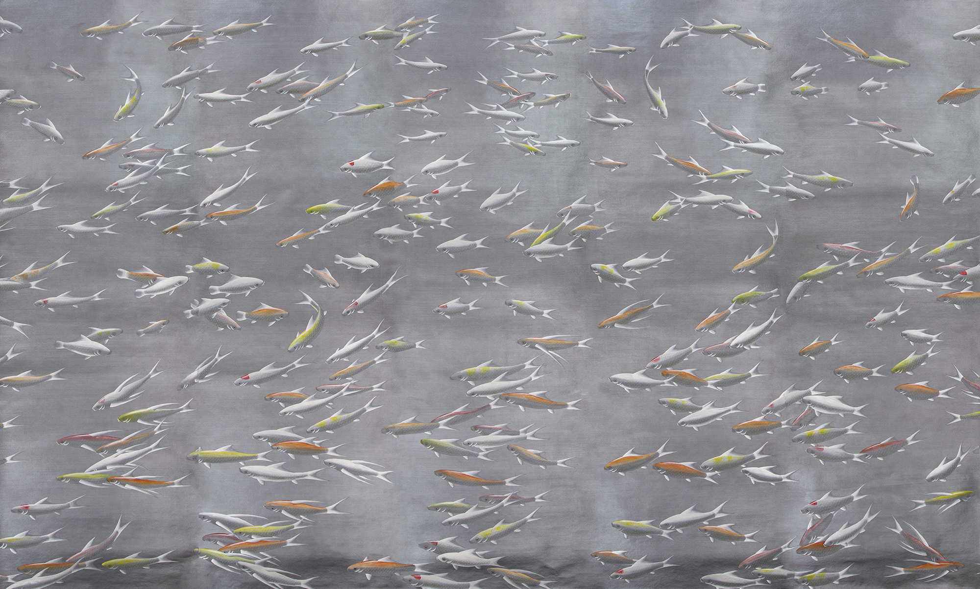 Обои ручная роспись Fishes Koi on Flash metallic Xuan paper Обои ручная роспись Fishes Koi on Flash metallic Xuan paper - постер Loft-Concept в Тюмени