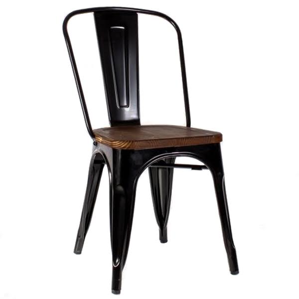 Кухонный стул Tolix Chair Wood Black Черный Коричневый Кухонный стул Tolix Chair Wood Black Черный Коричневый в Тюмени | Loft Concept