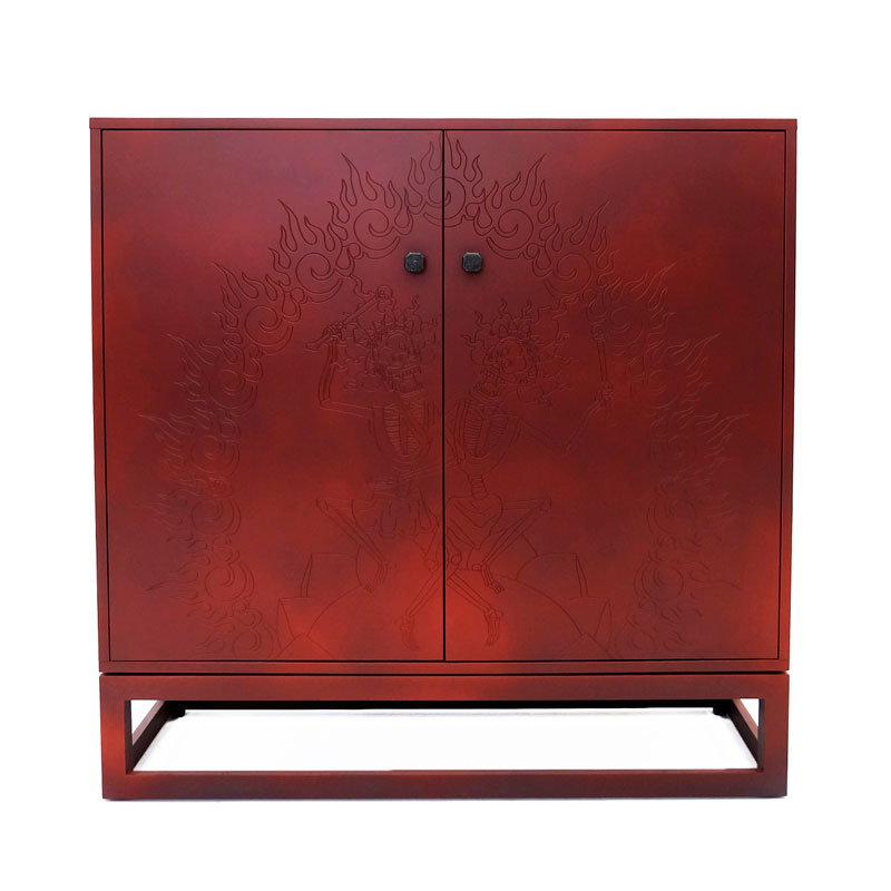 Красный комод с рельефным рисунком Red Dresser India Красный Красный комод с рельефным рисунком Red Dresser India Красный в Тюмени | Loft Concept