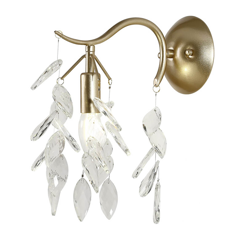 Бра Hanging Crystal Leaves Wall Lamp матовое золото Прозрачный (Transparent) Бра Hanging Crystal Leaves Wall Lamp матовое золото Прозрачный (Transparent) в Тюмени | Loft Concept