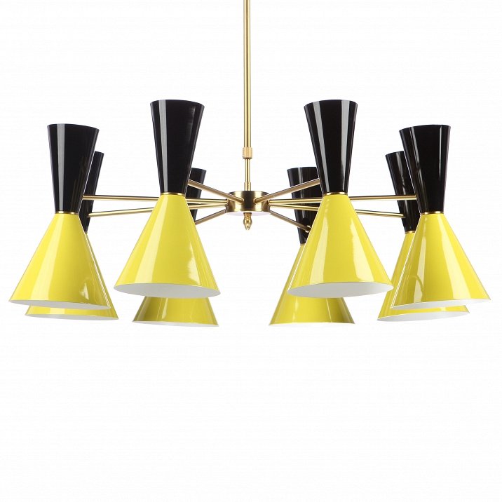 Люстра CAIRO Chandelier 8 Armblack black and yellow Черный Желтый Латунь Люстра CAIRO Chandelier 8 Armblack black and yellow Черный Желтый Латунь в Тюмени | Loft Concept