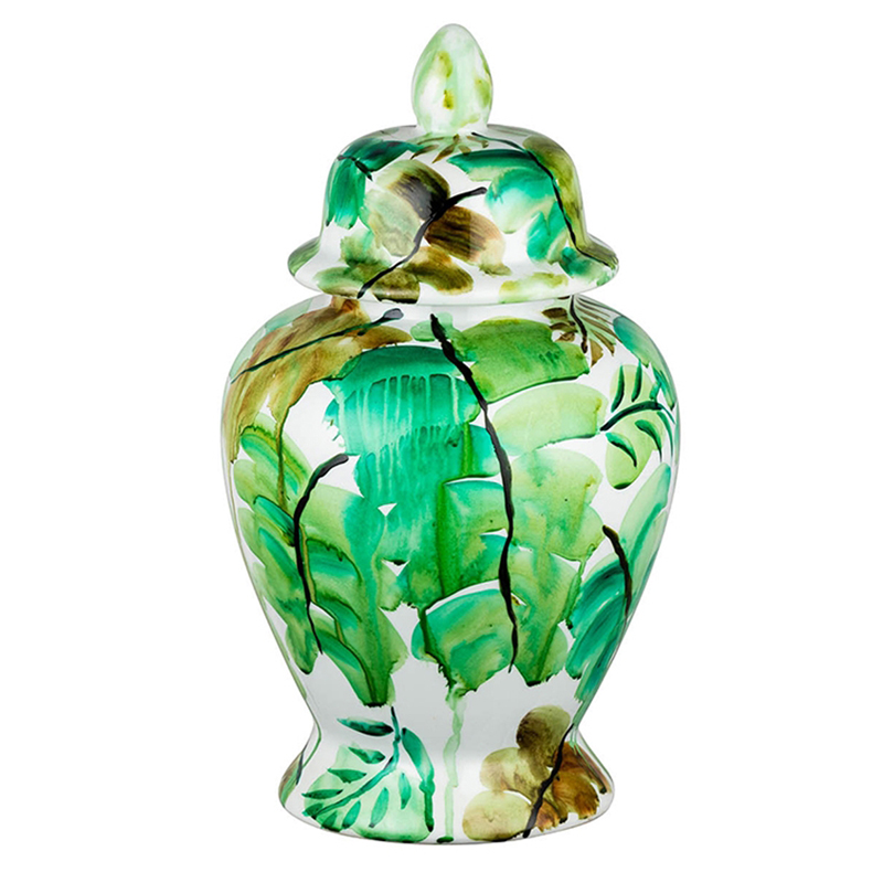 Ваза Vase Green Leaves 43 Зеленый Белый Ваза Vase Green Leaves 43 Зеленый Белый в Тюмени | Loft Concept