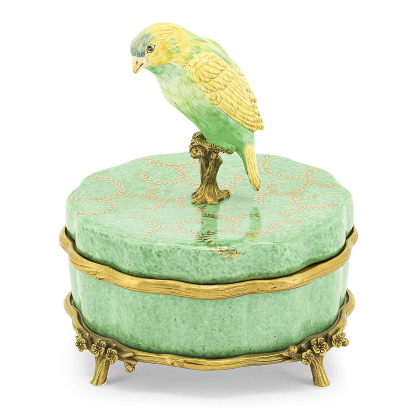 Шкатулка BOX ATLANTA BIRD SM Зеленый шалфей Бронза Шкатулка BOX ATLANTA BIRD SM Зеленый шалфей Бронза в Тюмени | Loft Concept
