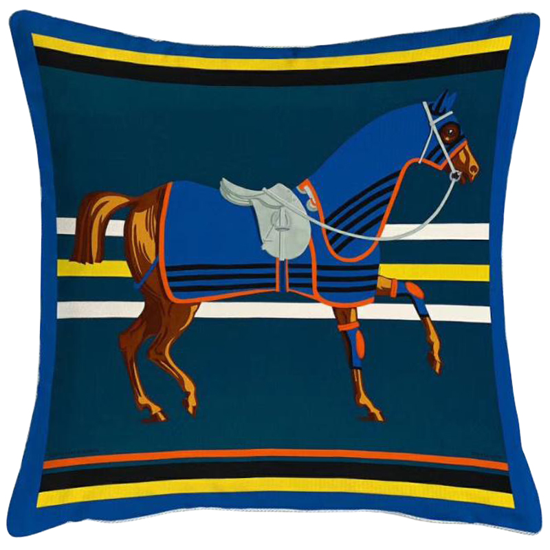 Декоративная подушка Hermes Horse 66 Синий Желтый Оранжевый Декоративная подушка Hermes Horse 66 Синий Желтый Оранжевый в Тюмени | Loft Concept