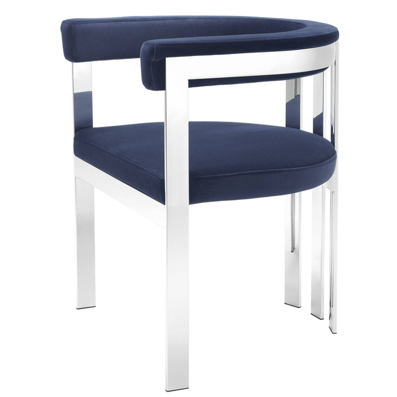 Стул Eichholtz Dining Chair Clubhouse blue Сапфирово-синий Нержавеющая сталь Стул Eichholtz Dining Chair Clubhouse blue Сапфирово-синий Нержавеющая сталь в Тюмени | Loft Concept