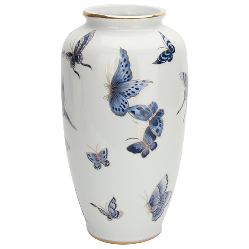 Ваза Porcelain Butterfly Blue and Gold Vase Белый Светло-синий Золотой Ваза Porcelain Butterfly Blue and Gold Vase Белый Светло-синий Золотой в Тюмени | Loft Concept