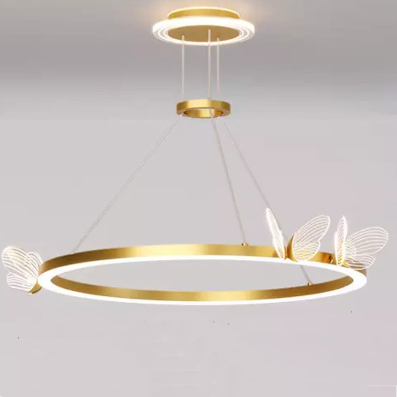 Подвесной светильник с бабочками Butterfly Ring F Прозрачный Латунь Подвесной светильник с бабочками Butterfly Ring F Прозрачный Латунь в Тюмени | Loft Concept
