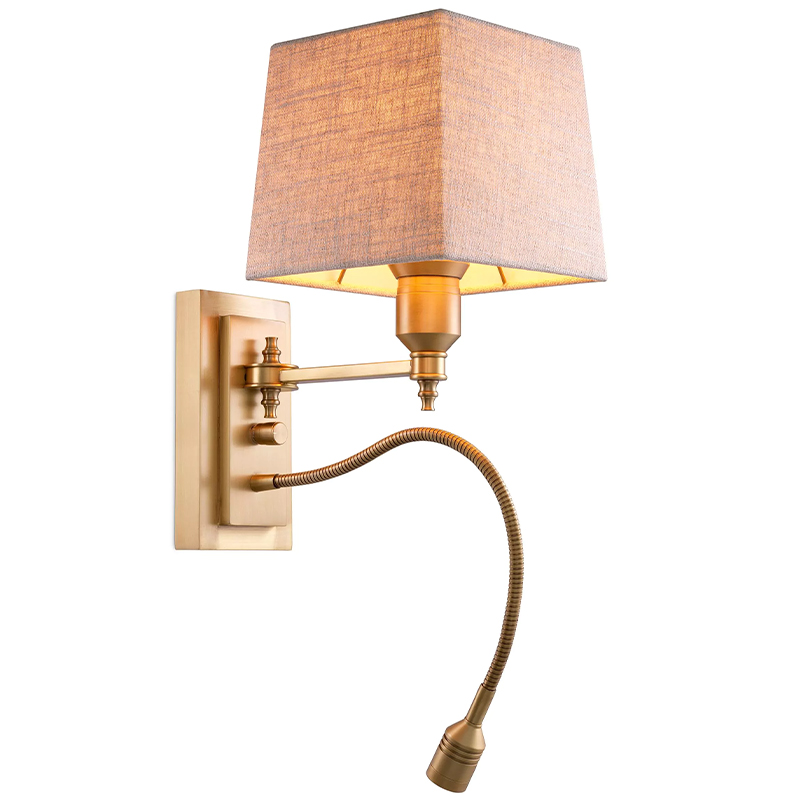 Бра Eichholtz Wall Lamp Ellington Brass Бежево-серый Латунь Бра Eichholtz Wall Lamp Ellington Brass Бежево-серый Латунь в Тюмени | Loft Concept