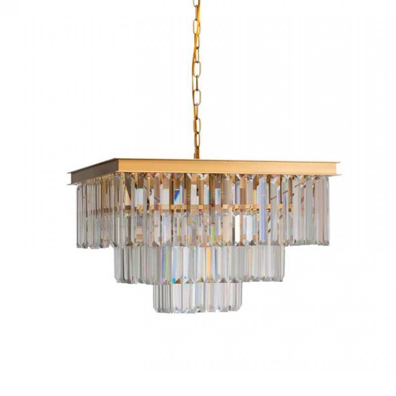 Квадратная Люстра RH 1920s Odeon GOLD iron Three Layers Прозрачное Стекло 50х50 Золотой Прозрачное Стекло Квадратная Люстра RH 1920s Odeon GOLD iron Three Layers Прозрачное Стекло 50х50 Золотой Прозрачное Стекло в Тюмени | Loft Concept