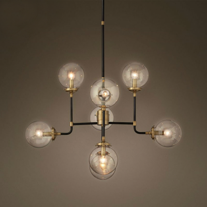 Люстра Bistro Globe Clear Glass Chandelier 8 Черный Люстра Bistro Globe Clear Glass Chandelier 8 Черный в Тюмени | Loft Concept