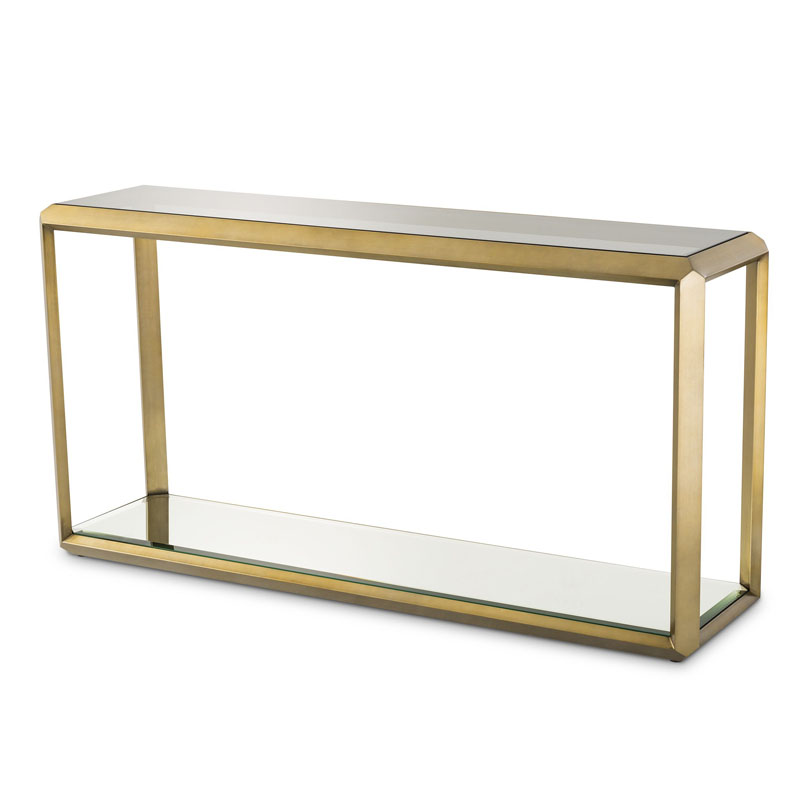 Консоль Eichholtz CONSOLE TABLE CALLUM Латунь Стекло Смок Консоль Eichholtz CONSOLE TABLE CALLUM Латунь Стекло Смок в Тюмени | Loft Concept