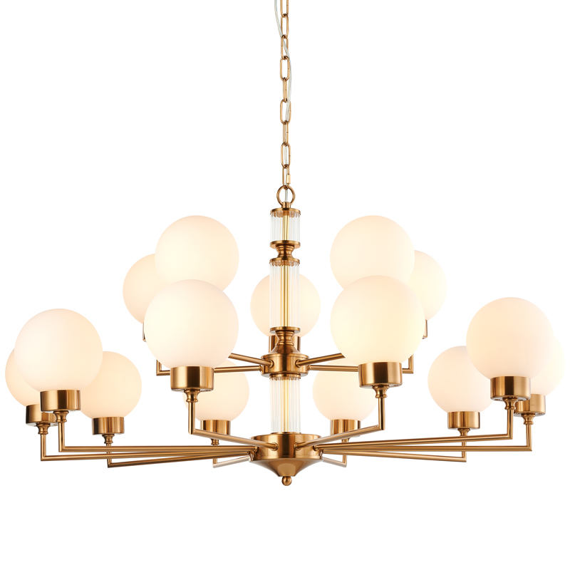 Люстра Zibille Chandelier Brass 93 Латунь Белое матовое стекло Прозрачный Люстра Zibille Chandelier Brass 93 Латунь Белое матовое стекло Прозрачный в Тюмени | Loft Concept