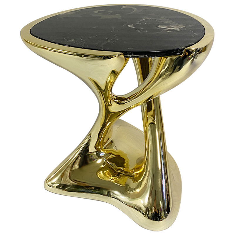 Приставной стол Molten Gold Side Table Глянцевое золото Черный Мрамор Nero Приставной стол Molten Gold Side Table Глянцевое золото Черный Мрамор Nero в Тюмени | Loft Concept