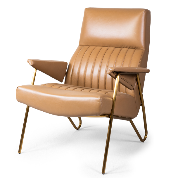 Кресло Solonar light brown leather Коричневый Глянцевое золото Кресло Solonar light brown leather Коричневый Глянцевое золото в Тюмени | Loft Concept
