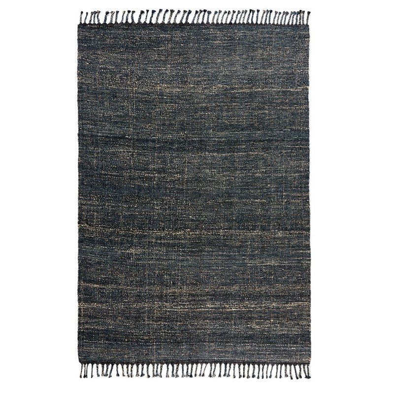 Ковер с бахромой Carpet blue 100% джут Бежевый Темно-синий Ковер с бахромой Carpet blue 100% джут Бежевый Темно-синий в Тюмени | Loft Concept
