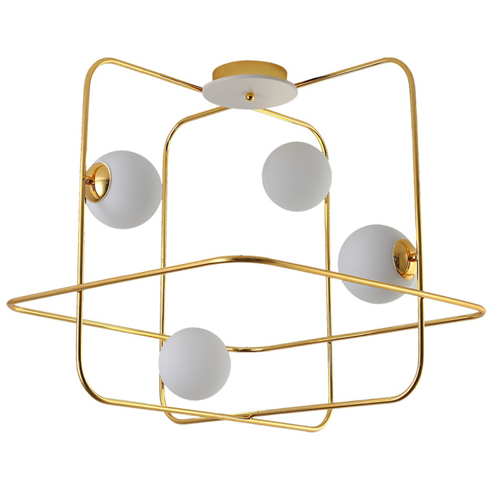 Люстра Broken Squares Balls Brass Белый Латунь Люстра Broken Squares Balls Brass Белый Латунь в Тюмени | Loft Concept