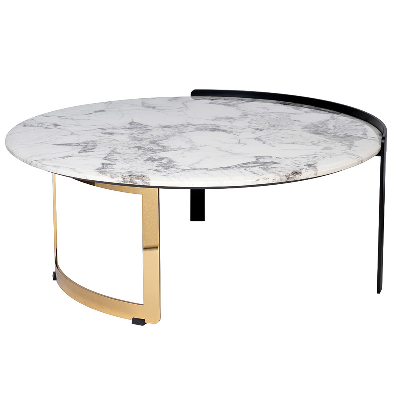 Кофейный стол Rodgeir Coffee Table Черный Глянцевое золото Белый Мрамор Bianco Кофейный стол Rodgeir Coffee Table Черный Глянцевое золото Белый Мрамор Bianco в Тюмени | Loft Concept