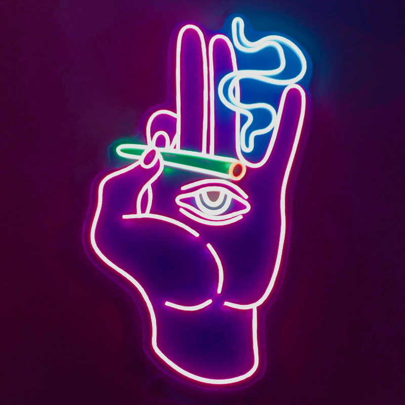 Неоновая настенная лампа Smoking Hand Neon Wall Lamp Розовый Мульти Неоновая настенная лампа Smoking Hand Neon Wall Lamp Розовый Мульти в Тюмени | Loft Concept