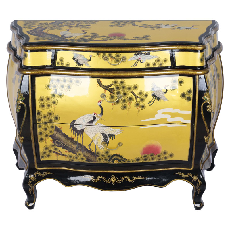 Китайский комод с журавлями Grus chest of drawers Черный Золотой Китайский комод с журавлями Grus chest of drawers Черный Золотой в Тюмени | Loft Concept