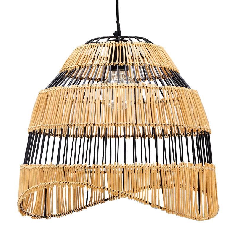 Люстра с плетеным абажуром Narayan Wicker Chandelier Древесина Черный Люстра с плетеным абажуром Narayan Wicker Chandelier Древесина Черный в Тюмени | Loft Concept