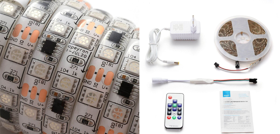 Комплект светодиодной влагозащищенной ленты 14,4W/m 60Led/m 5050SMD разноцветный 5 метров Комплект светодиодной влагозащищенной ленты 14,4W/m 60Led/m 5050SMD разноцветный 5 метров - Loft-Concept в Тюмени