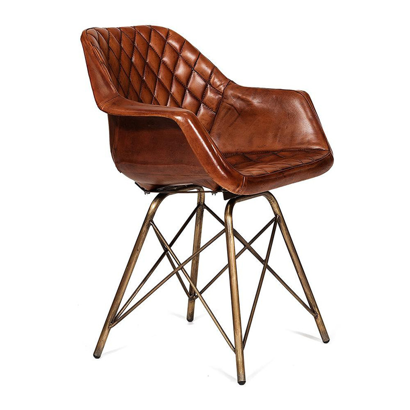 Кресло Leather Industrial armchair Винтажная Медь  Коньяк в Тюмени | Loft Concept 