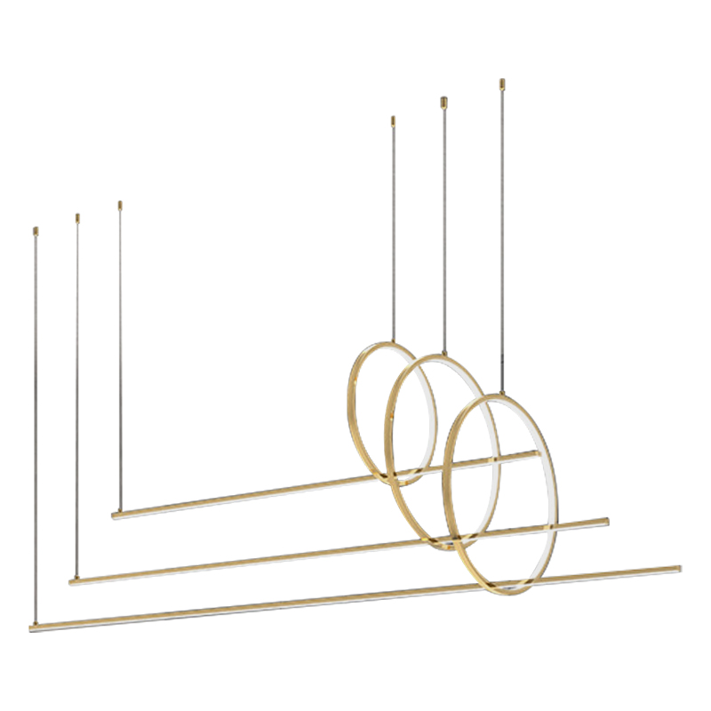 Дизайнерский Подвесной Светильник Ursa Geometric Ring Lamp 3 кольца Золотой в Тюмени | Loft Concept 