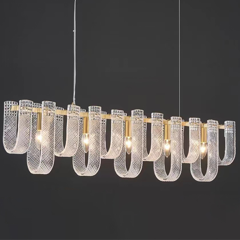 Линейная Люстра Prudence Textured Glass Linear Chandelier B Прозрачное Стекло Золотой Линейная Люстра Prudence Textured Glass Linear Chandelier B Прозрачное Стекло Золотой в Тюмени | Loft Concept