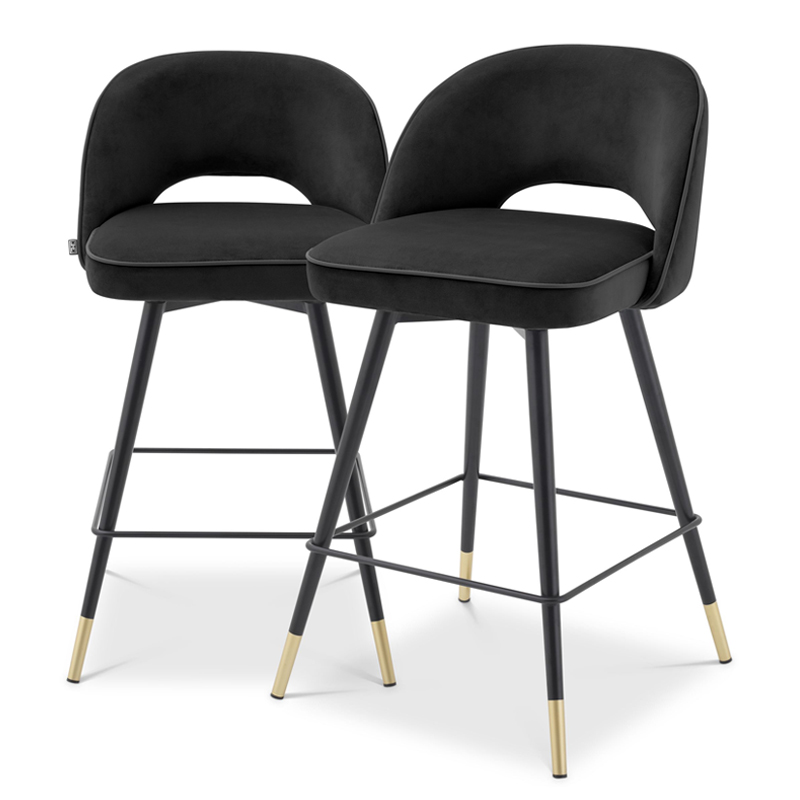 Комплект полубарных стульев Eichholtz Counter Stool Cliff set of 2 black Черный Латунь Комплект полубарных стульев Eichholtz Counter Stool Cliff set of 2 black Черный Латунь в Тюмени | Loft Concept