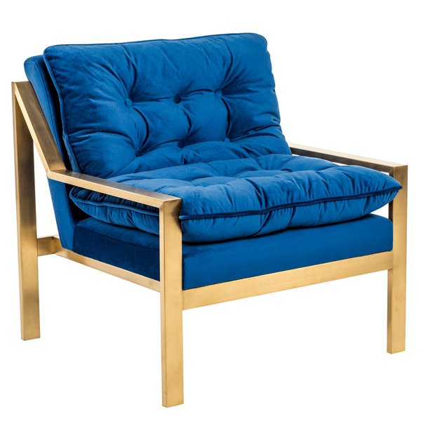 Кресло Accent Velvet Armchair Золотой Синий Кресло Accent Velvet Armchair Золотой Синий в Тюмени | Loft Concept
