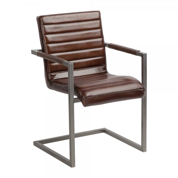 Стул с подлокотниками Leather Metal Коричневый Графит Стул с подлокотниками Leather Metal Коричневый Графит в Тюмени | Loft Concept
