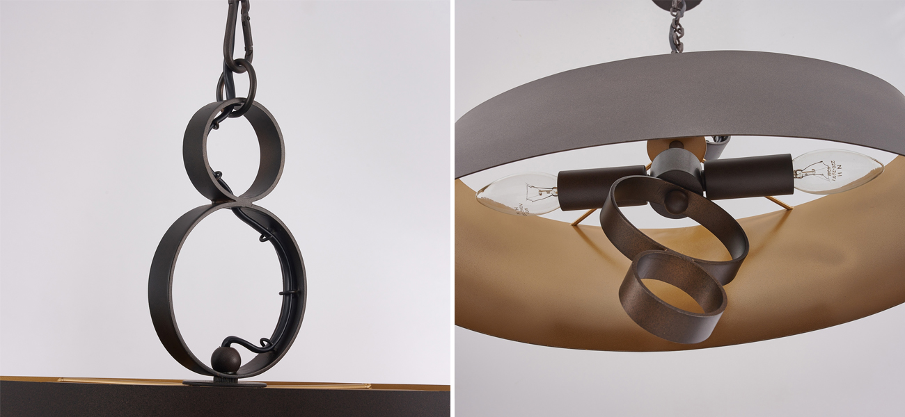 Золотисто-коричневая люстра Saturn 2 лампы - фото