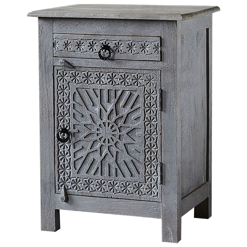 Тумба Indian Antique Furniture Akshi Nightstand Серый Коричневый Тумба Indian Antique Furniture Akshi Nightstand Серый Коричневый в Тюмени | Loft Concept