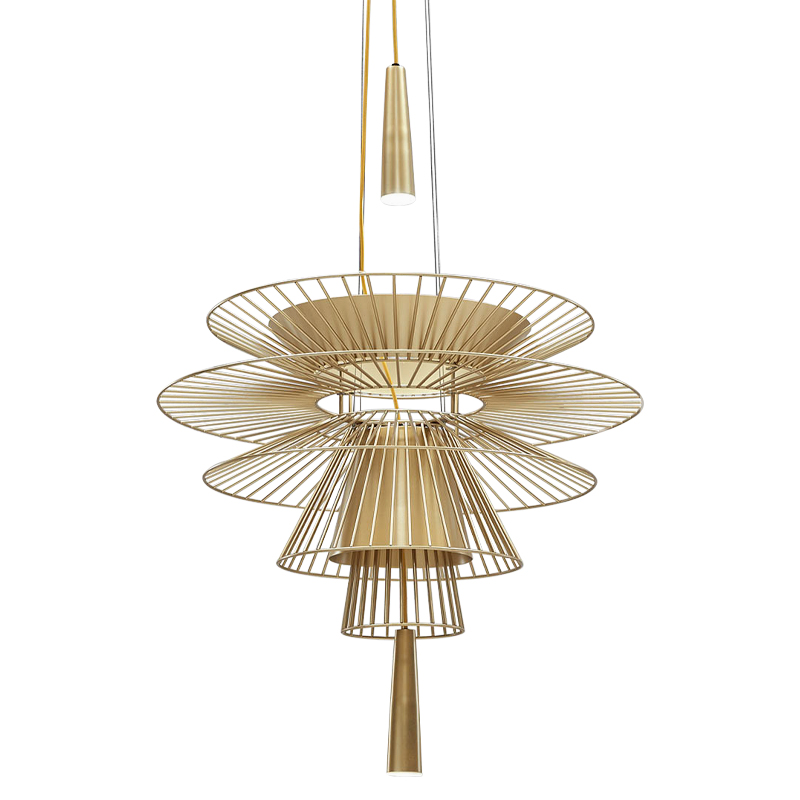 Люстра с металлическим плафоном Shade Metal Chandelier Золотой Люстра с металлическим плафоном Shade Metal Chandelier Золотой в Тюмени | Loft Concept