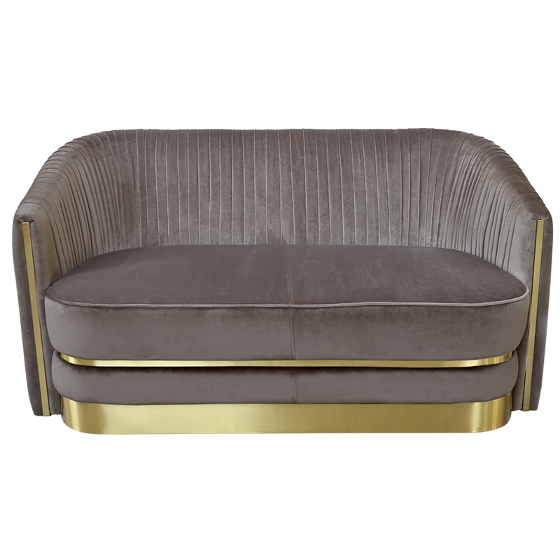 Диван двухместный велюр Bolger sofa Серый Золотой Диван двухместный велюр Bolger sofa Серый Золотой в Тюмени | Loft Concept