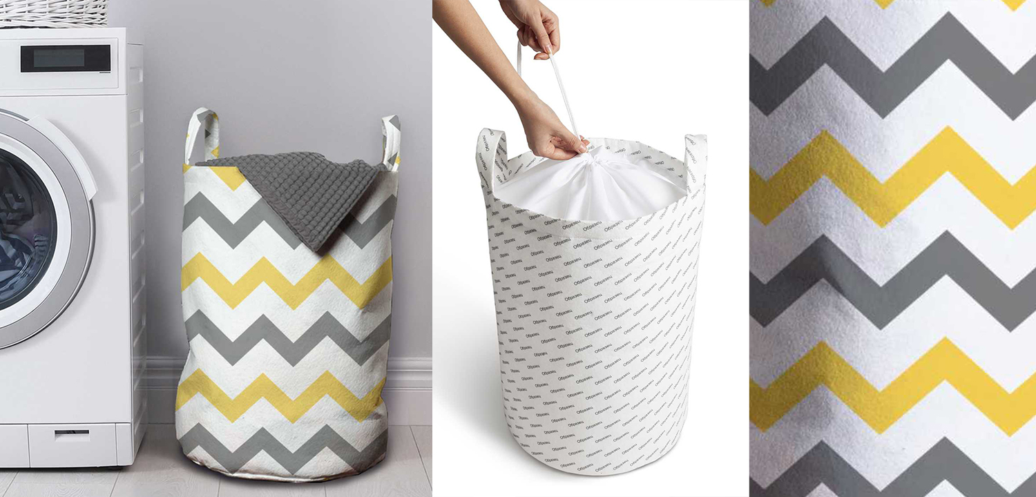 Корзина Mustard and Gray Chevron Basket - фото