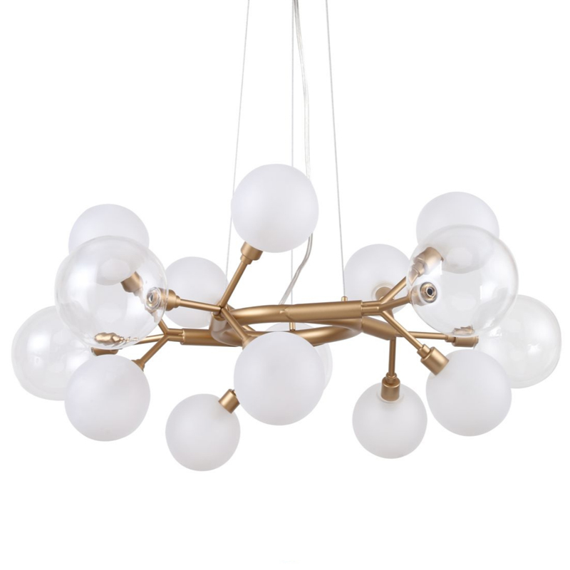 Люстра Berries Chandelier White 68 матовое золото Прозрачный Прозрачный белый в Тюмени | Loft Concept 