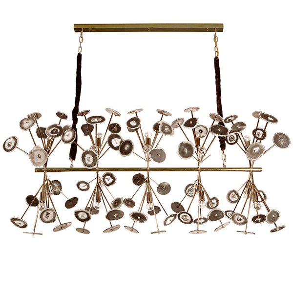 Люстра Burst Chandelier Natural Agate Line Глянцевое золото Бежево-серый Люстра Burst Chandelier Natural Agate Line Глянцевое золото Бежево-серый в Тюмени | Loft Concept