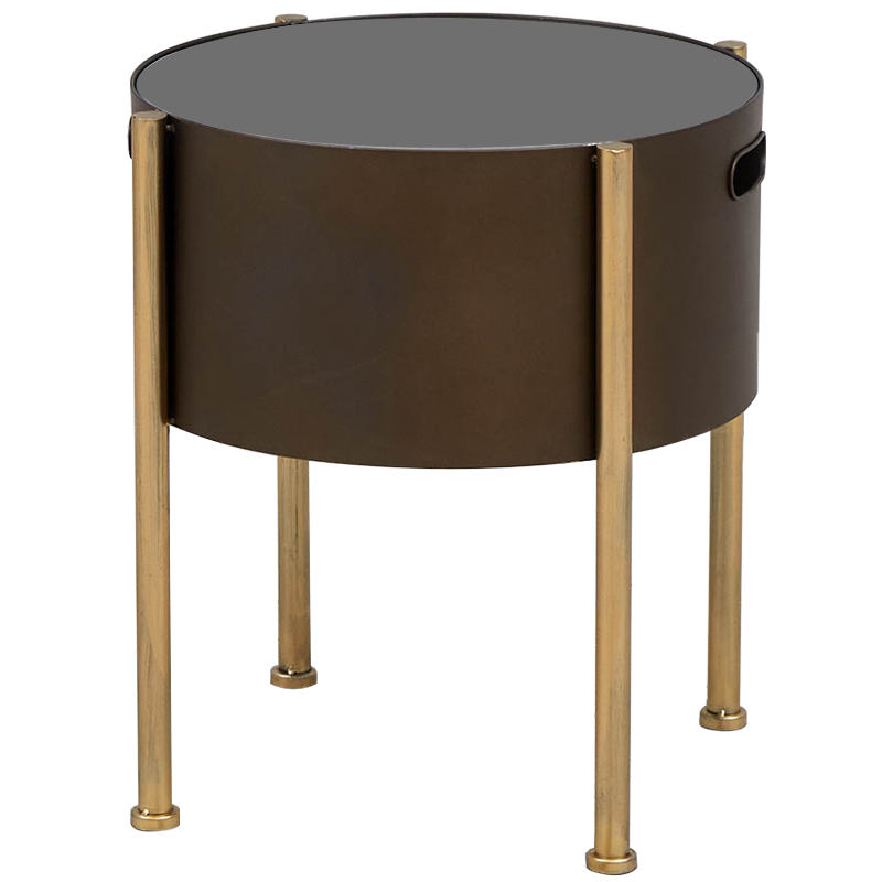 Приставной стол Barnaby Round Side Table Коричневый Латунь Стекло Смок Приставной стол Barnaby Round Side Table Коричневый Латунь Стекло Смок в Тюмени | Loft Concept