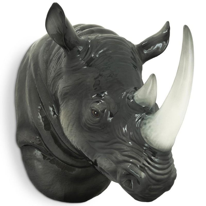 Аксессуар на стену Abhika Rino Head Hanging Серый Белый Аксессуар на стену Abhika Rino Head Hanging Серый Белый в Тюмени | Loft Concept