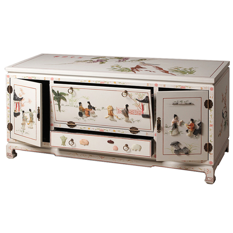 Белый Комод в Китайском стиле с каменным Барельефом Walk in the Garden Chinese Chest of Drawers Белый Мульти Белый Комод в Китайском стиле с каменным Барельефом Walk in the Garden Chinese Chest of Drawers Белый Мульти в Тюмени | Loft Concept
