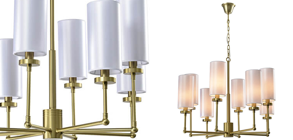 Люстра Fabric Lampshade Brass 8 Люстра Fabric Lampshade Brass 8 - Loft-Concept в Тюмени