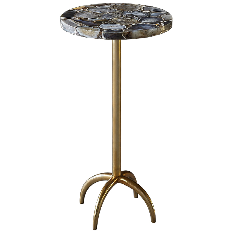Приставной столик со столешницей из агата Grey Agate Side Table Серый Коричневый Латунь Приставной столик со столешницей из агата Grey Agate Side Table Серый Коричневый Латунь в Тюмени | Loft Concept