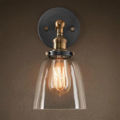 Бра Loft Clear Glass Cloche Прозрачное Стекло Бронза Черный матовый Бра Loft Clear Glass Cloche Прозрачное Стекло Бронза Черный матовый в Тюмени | Loft Concept