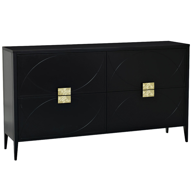 Комод с 4-мя ящиками Amelie Black Chest of Drawers Черный Черный Золотой Комод с 4-мя ящиками Amelie Black Chest of Drawers Черный Черный Золотой в Тюмени | Loft Concept